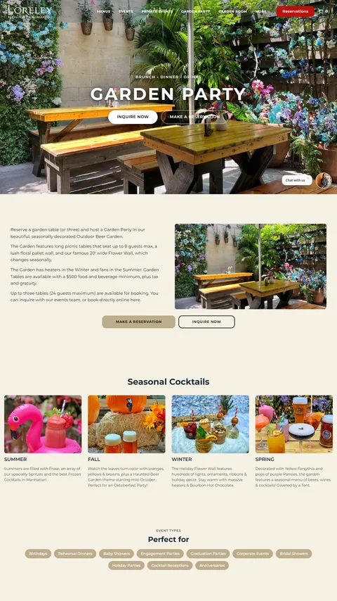 Garden Party landing page on a phone