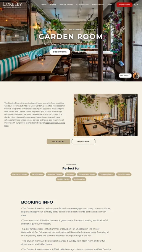 Garden Room landing page on a phone