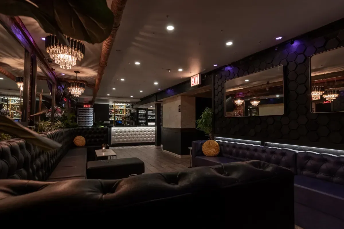 The party room and lounge at Loreley, set for a private event