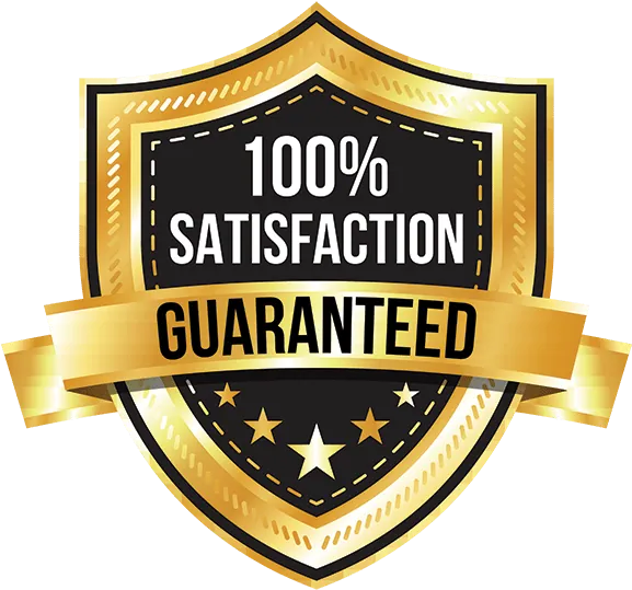100% satisfaction guaranteed gold shield badge