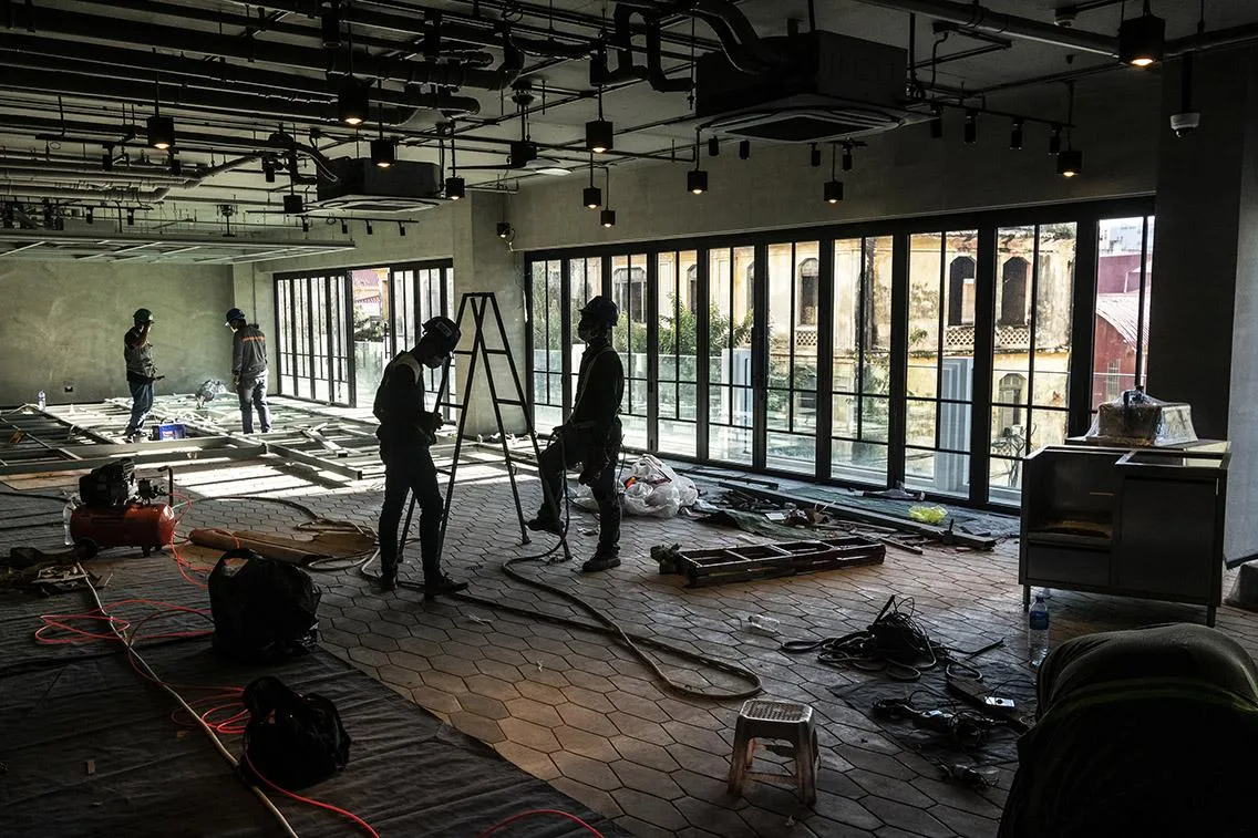 A restaurant space under construction
