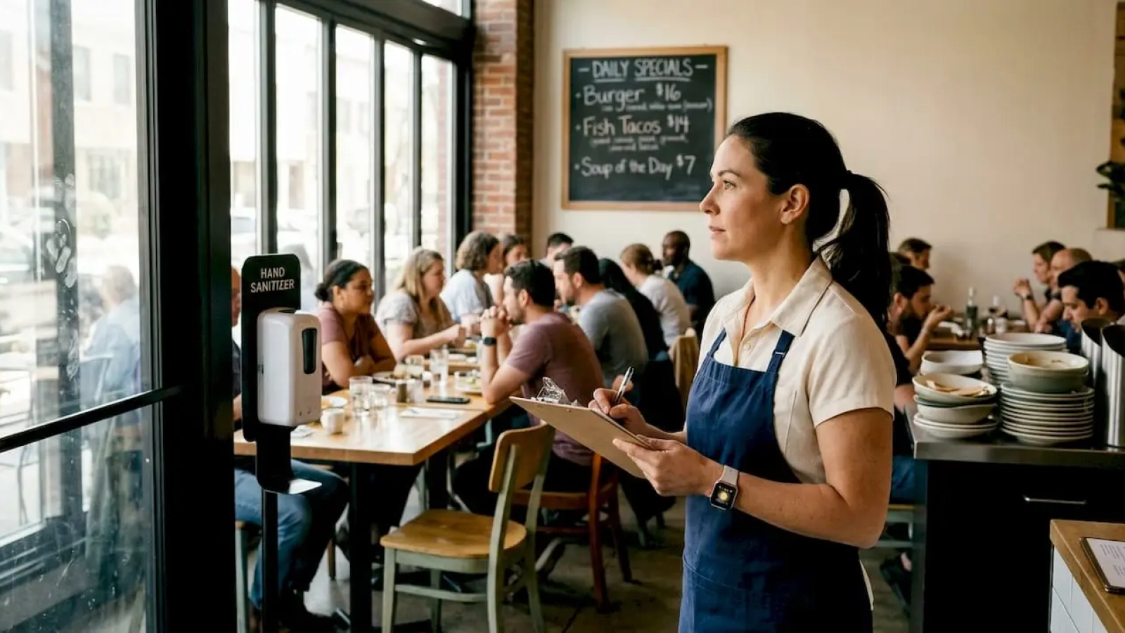 Restaurant manager tracking customer feedback
