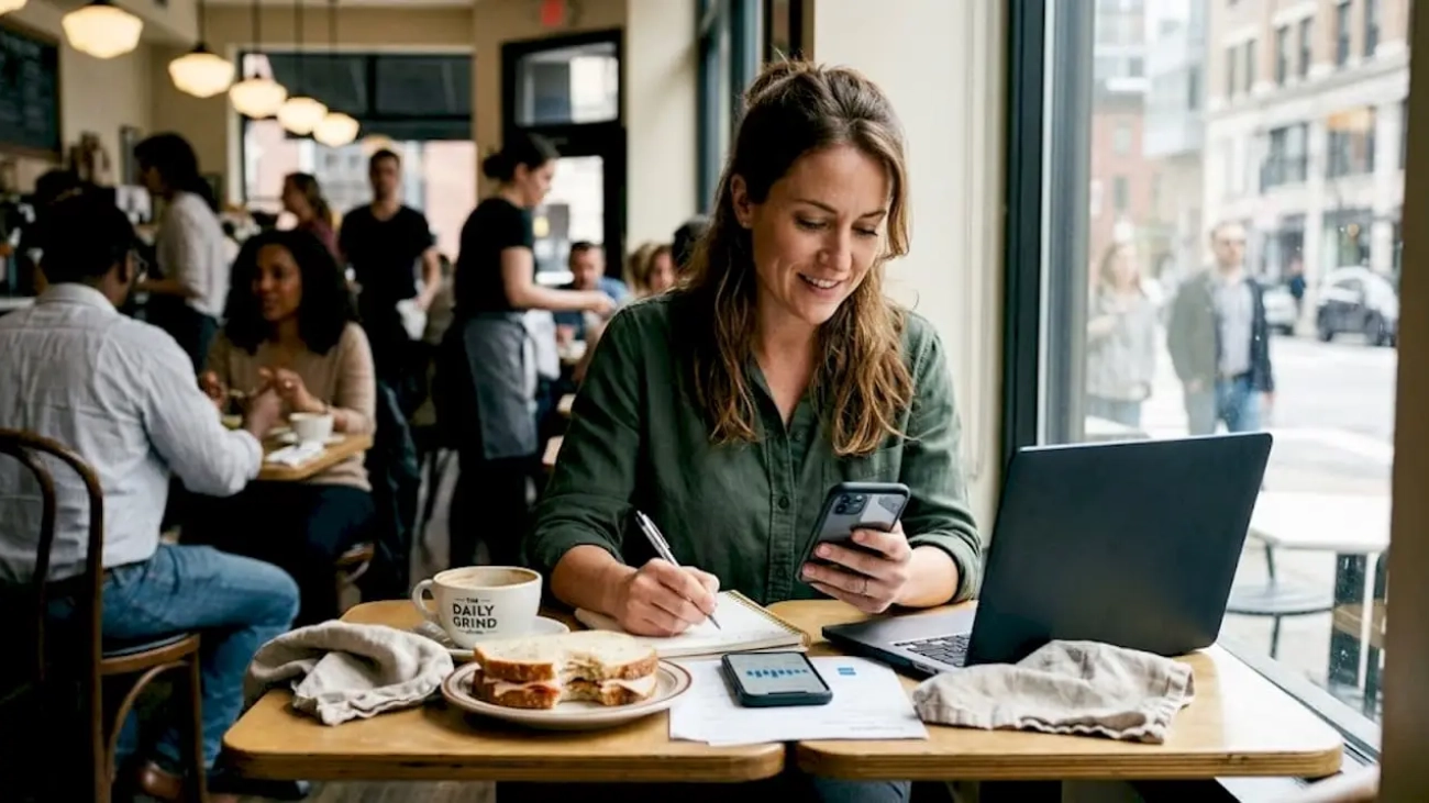 Restaurant manager planning Instagram strategy