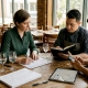 Restaurant team discussing event planning at table