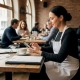 Restaurant manager checking social engagement