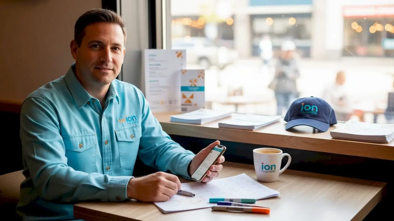 Restaurant owner planning content in office