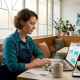 Restaurant owner reviewing digital ad results