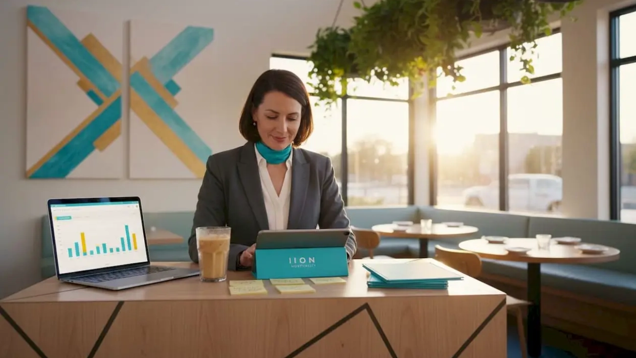 Restaurant manager checking digital ads and reservations