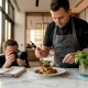 Chef and photographer at window table