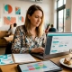 Restaurant manager designing email campaign