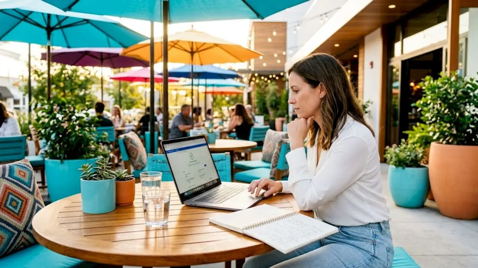 Restaurant manager reviewing website audit results