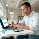 Restaurant owner reviewing campaign tracking data