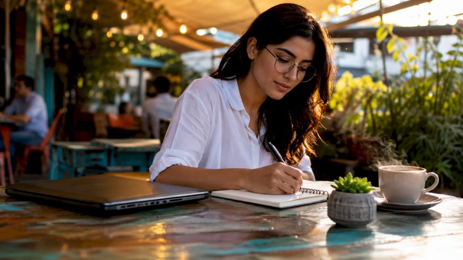 Marketing specialist planning restaurant ad engagement