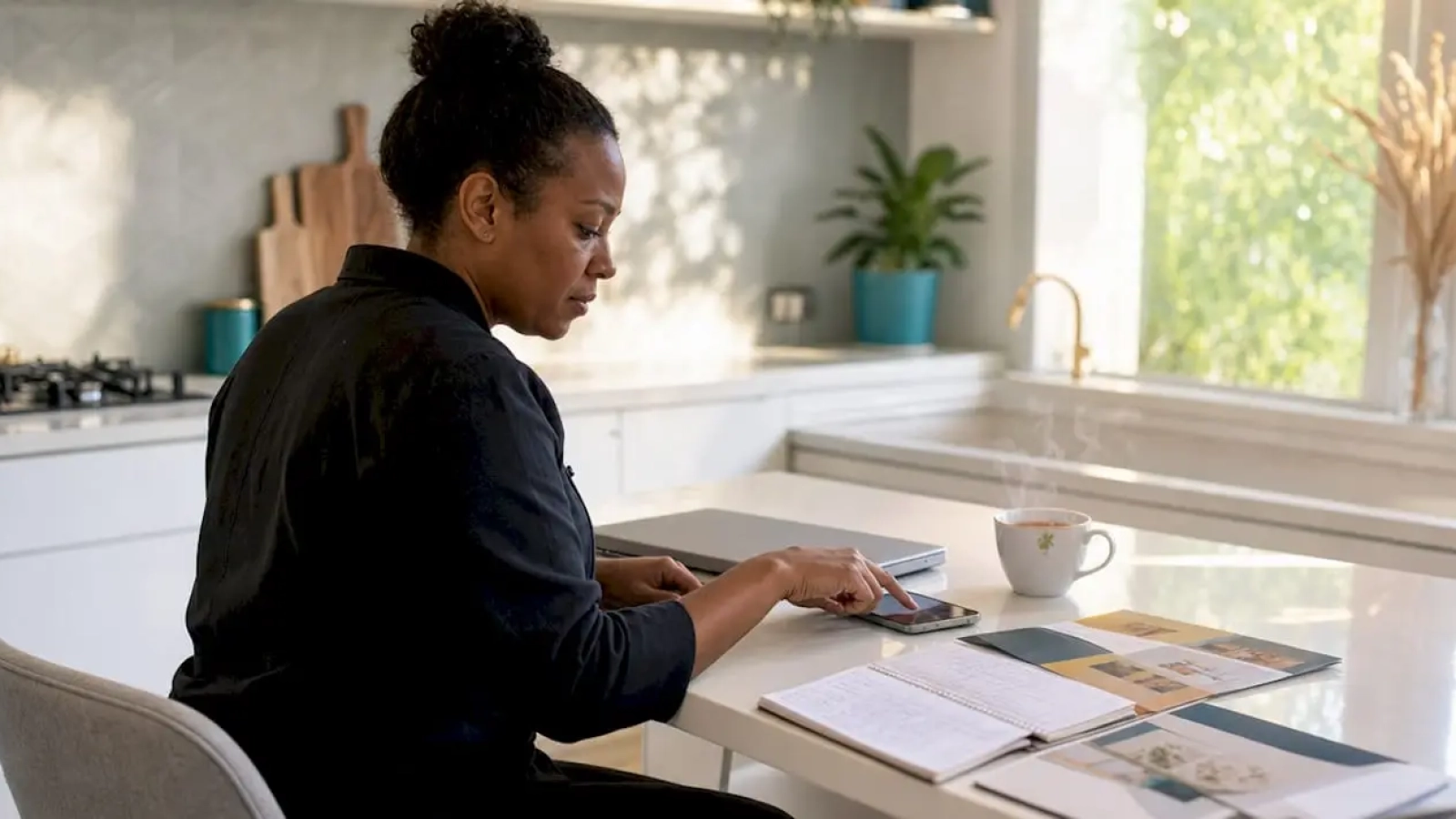 Caterer responding promptly to inquiry at desk