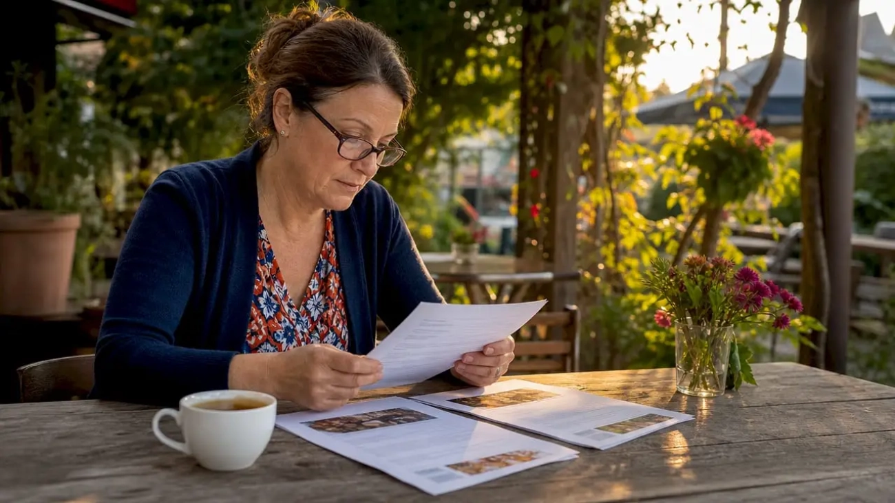 Restaurant owner reviewing customer testimonials