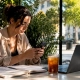 Woman analyzing restaurant social media trends