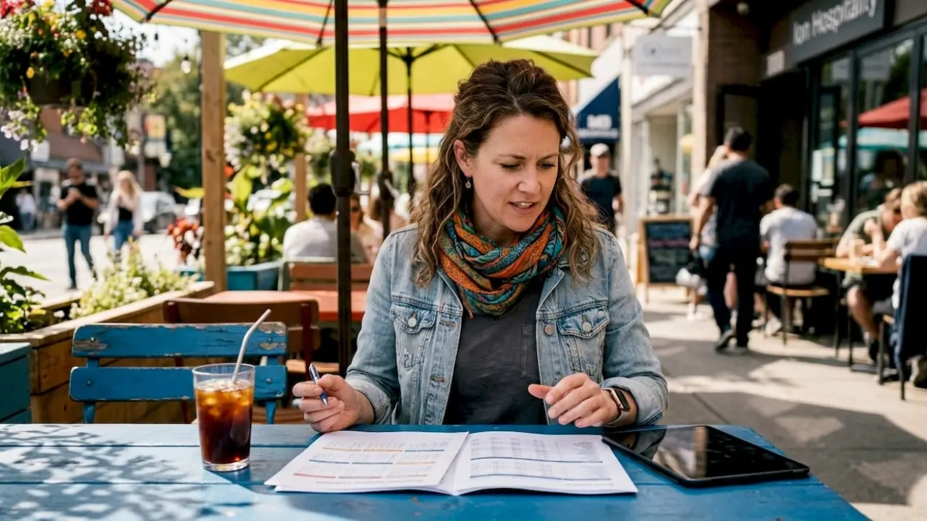 Restaurant owner planning seasonal promotion
