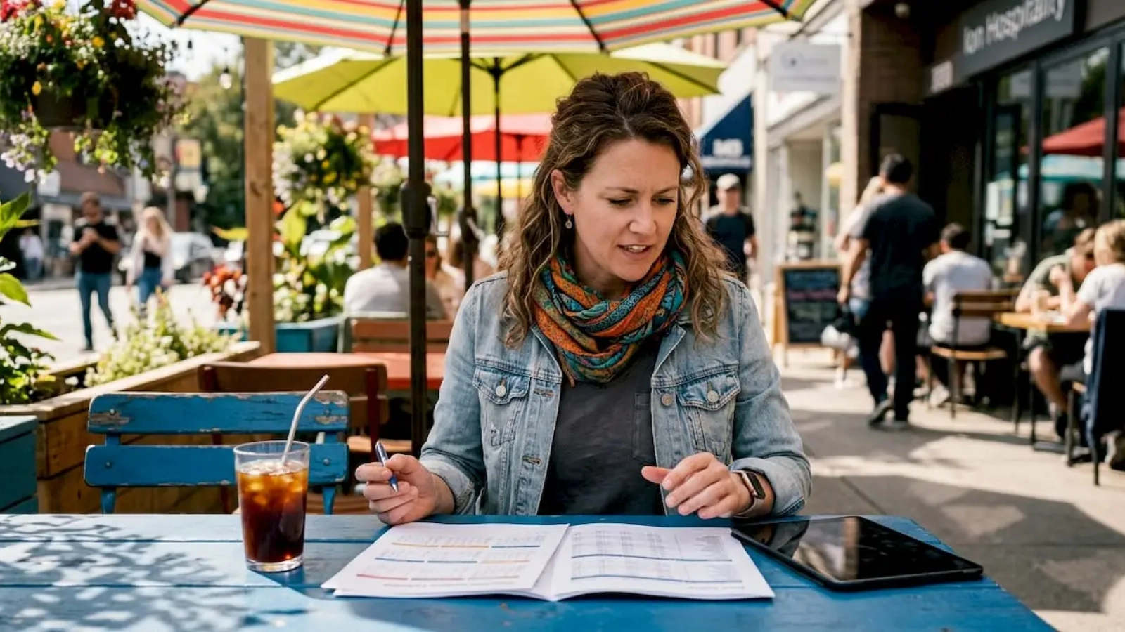 Restaurant owner planning seasonal promotion