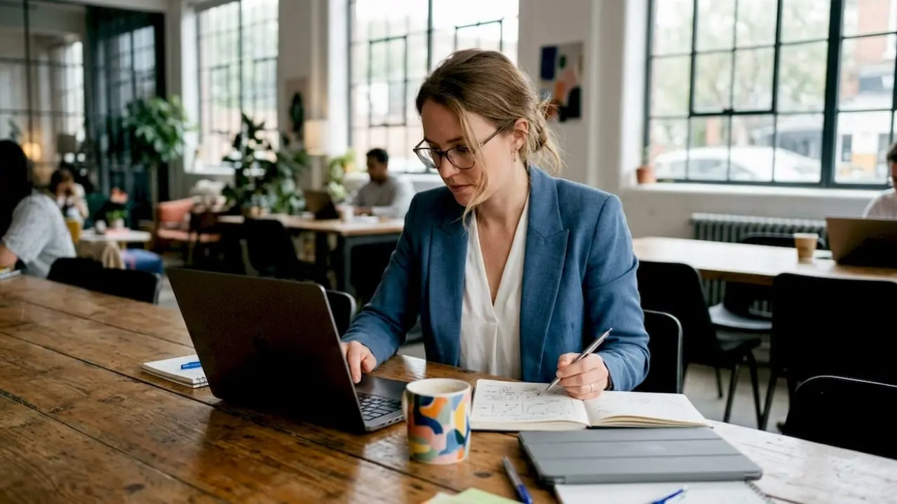 Woman managing restaurant paid media campaign