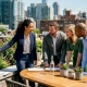Executives discussing restaurant co-branding partnership