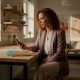 Businesswoman engaging on smartphone for social selling