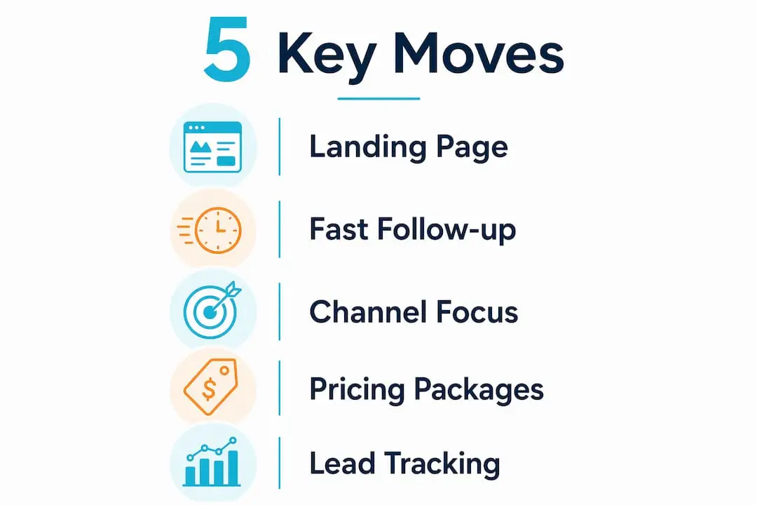 Infographic showing 5 steps to generate catering leads