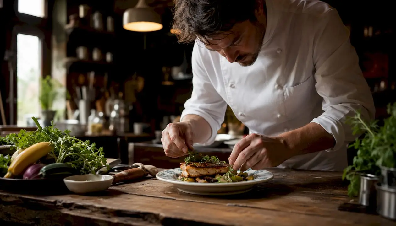 Chef plating anniversary prix-fixe dish