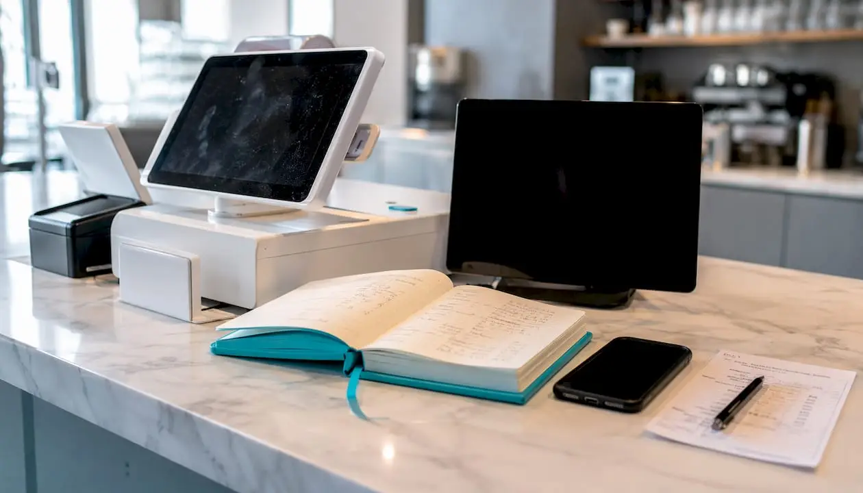 Daily restaurant data tools on counter