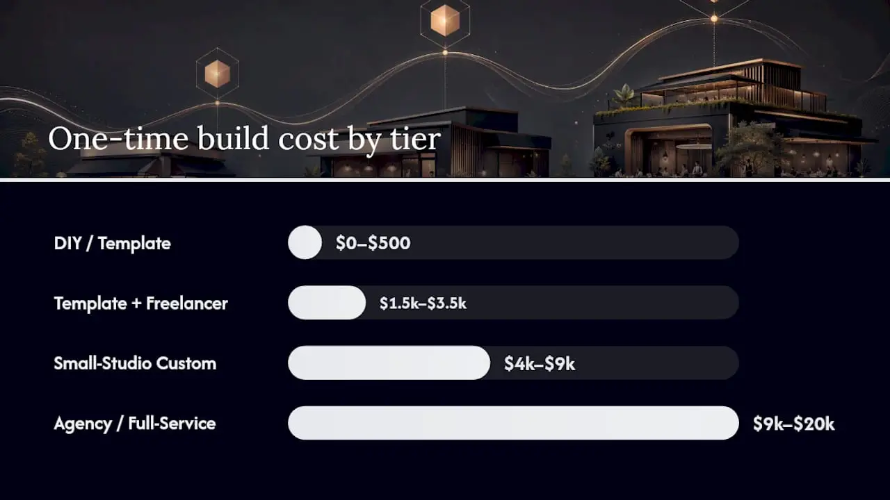 Diagram comparing restaurant website price tiers and inclusions