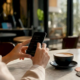 Hands setting Instagram link on phone